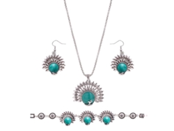 Conjunto de joyería con colgante de búho en turquesa roja: collar, pendientes y pulsera. Nostalgia88