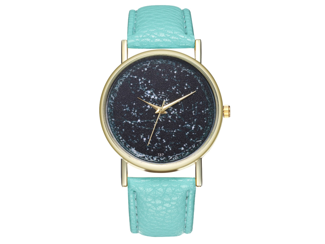 Reloj De Cuarzo Unisex Com Pulseira De Couro Pu, Mostrador Universal, Moda (menta)