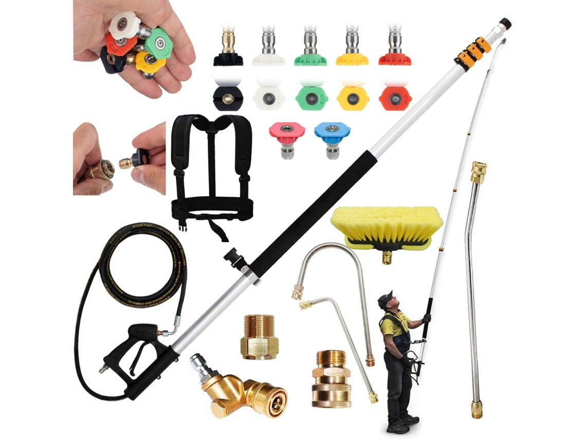 Brazo telescópico Promax Powerreach de 6,3 m – 4000 psi | 7 boquillas | Limpieza de edificios altos