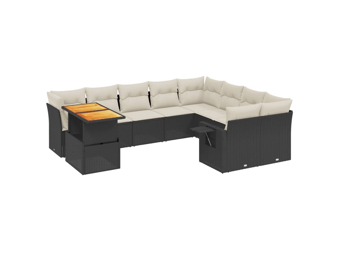 Maison Exclusive - Set De Sofás De Jardín 10 Pzas Cojines Ratán Sintético Negro
