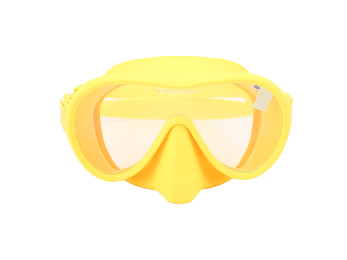 Máscara de mergulho antiembaçante 2026rebe com lente de vidro temperado e snorkel de silicone com visão panorâmica para natação, cor amarela.