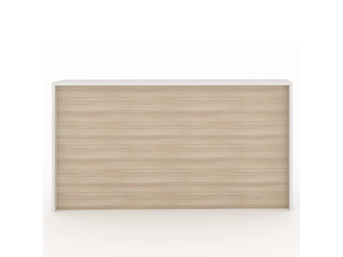 Mostrador de recepción y oficina. Fácil montaje y robusto. Laminado con frontal color Haya. Fabricado en España. (200x105x50 cm). OFICIT