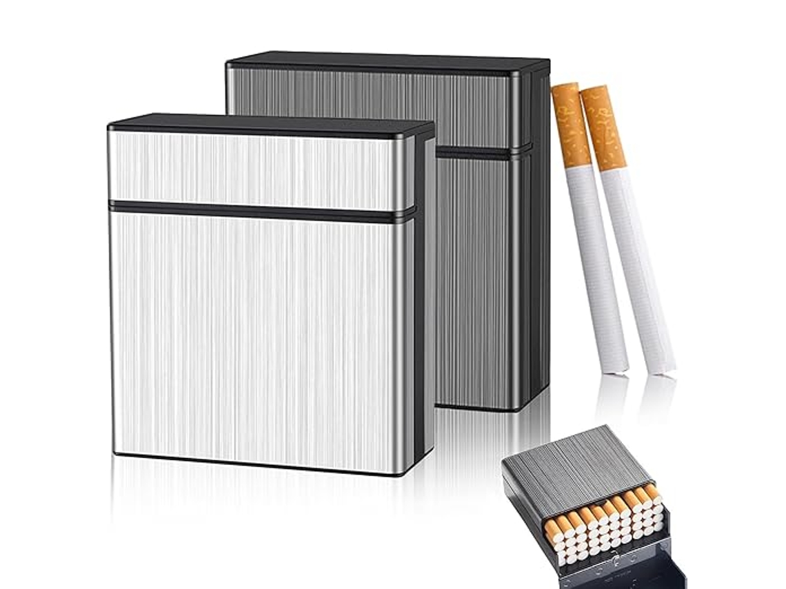 2 paquetes de cigarrillos metálicos, alta capacidad (40 unidades), aptos para hombres y mujeres, ideales para regalar, multifuncionales STELASPLEN