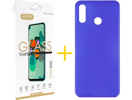 Kit Funda + Protector de Pantalla Huawei P Smart 2019 ACCETEL Liso 3 Azul