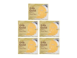 5pcs Mascarilla Facial De Oro 24k Colágeno Hidratante Iluminadora Reduce Arrugas Fina Hoja Para Cuidado De La Piel