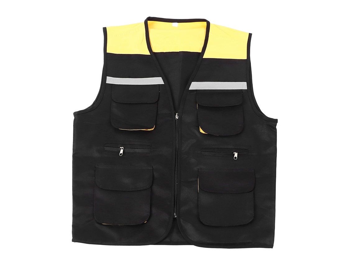 Chaleco De Trabajo Reflectivo Con Multi Bolsillos Práctico Para Ingenieros Y Obreros Talla 3xl Negro