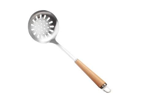 Espumadera Wok Con Mango Largo De Madera, Espumadera Con Mango De Madera, Utensilios De Acero Inoxidable 304. ZMDECQNA