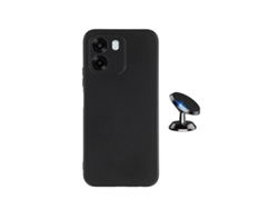 Kit Suporte Magnético Capa Silicone Líquido Phonecare Para Oppo A6 4g - Preto