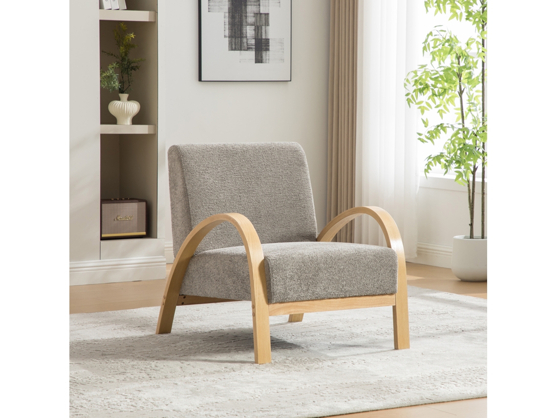 Sillón Lounge Escandinavo - Tapizado En Chenilla Suave Y Estructura De Madera Resistente Para Salón Y Dormitorio - Gris