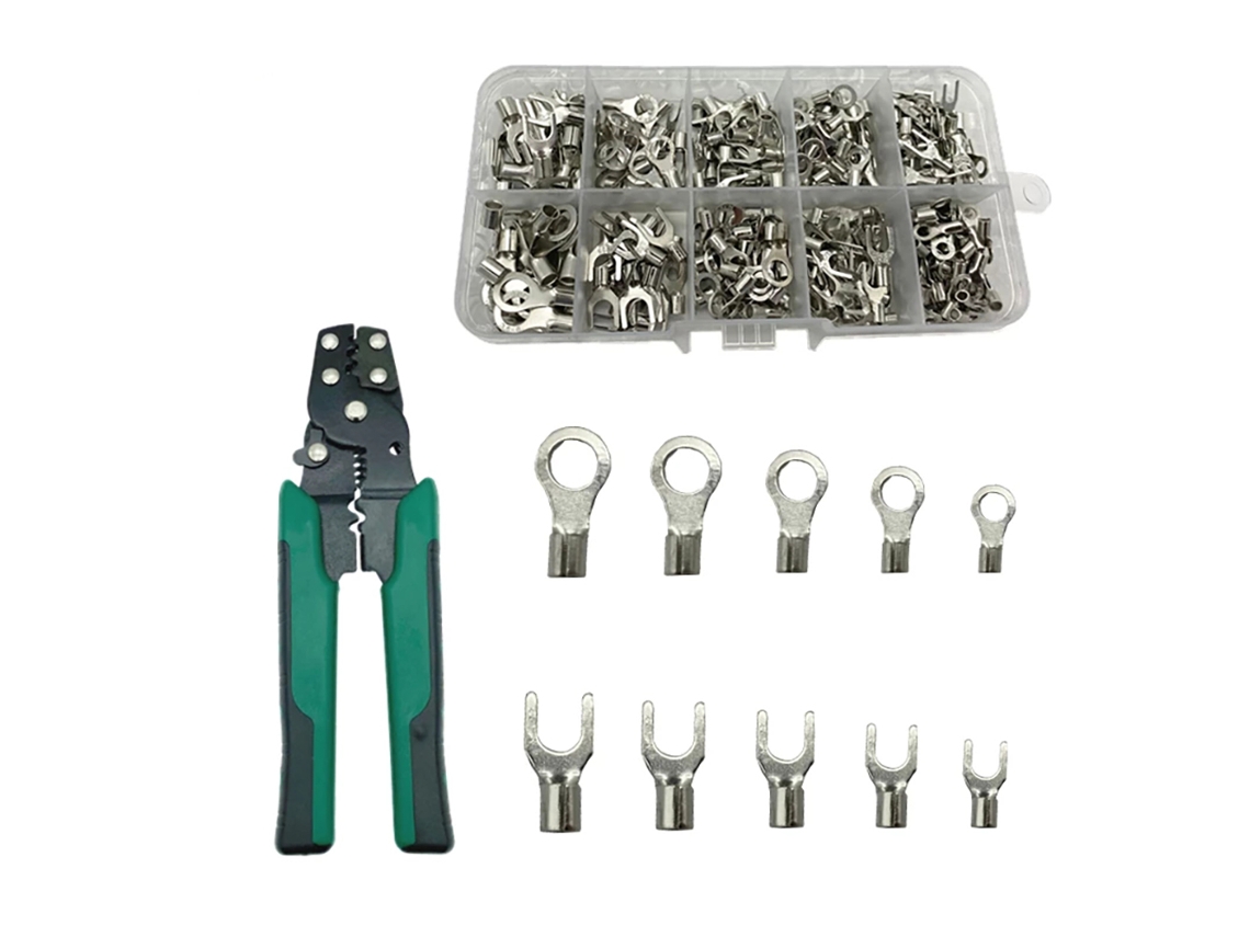 Kit De 320 Terminales De Crimpado Con Alicates De Crimpado 10 En 1, Moldes En U Y O, Prensados En Frío, Con Estuche.