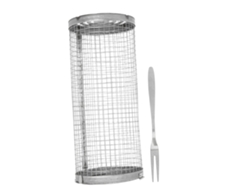 Cesta Giratoria De Acero Inoxidable Para Barbacoa Con Malla Abierta Para Pescado, Verduras Y Patatas Fritas.