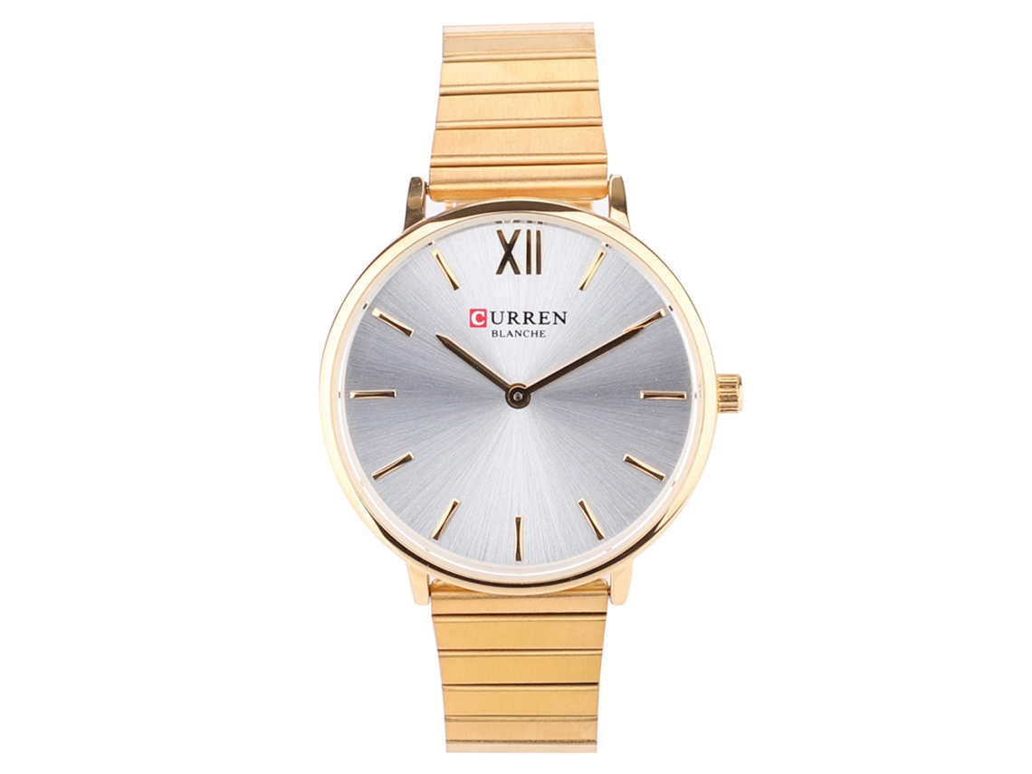 Reloj De Pulsera Analógico De Cuarzo Para Mujer, De Aleación, En Color Dorado Y Blanco, Ideal Para Negocios.