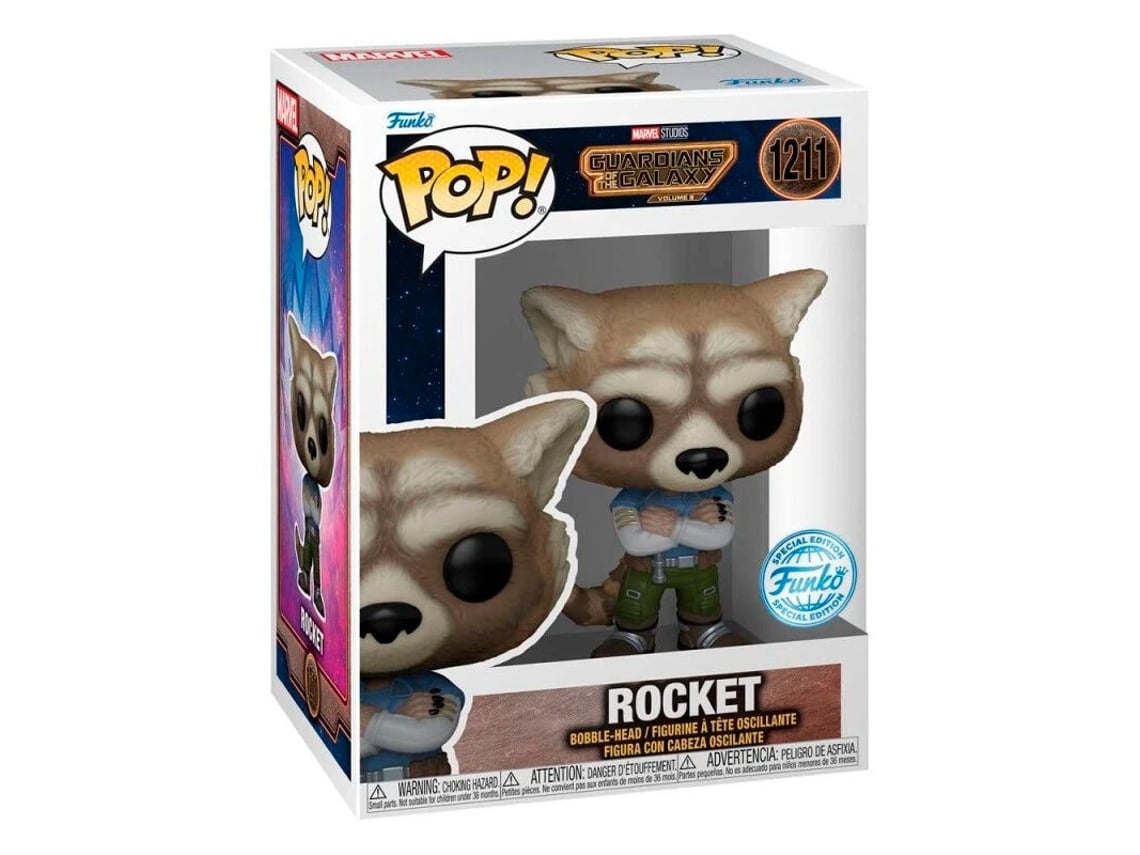 Figura pop exclusiva de Rocket de Guardianes de la Galaxia de Marvel B.active