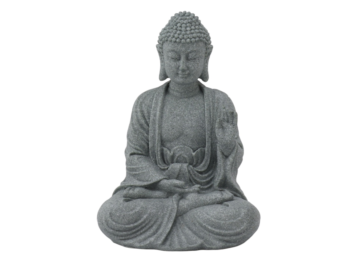 Estatua De Buda En Arenisca Verde, Escultura Decorativa Sentada Para Sala De Estar Y Patio 7135k-02