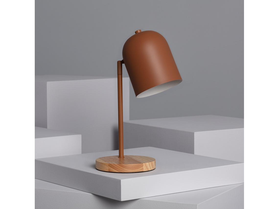 Lámpara De Mesa Metal Y Madera Kidonge Castanho