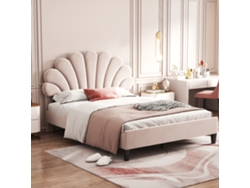 Cama De 140x200 Cm, Terciopelo Floral Beige