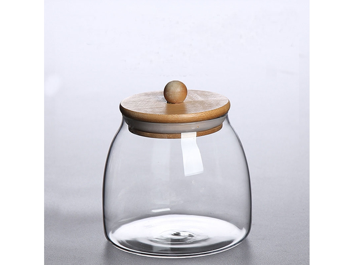 Juego de botellas de vidrio ecológicas con tapa de madera, de gran capacidad (tamaño M)