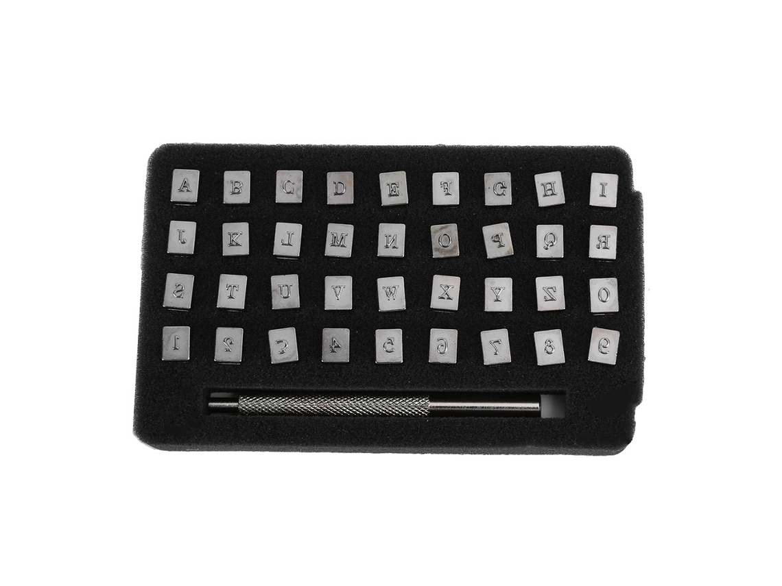 Juego De 36 Punzones Metálicos, Letras De 3 Mm, Para Estampar Cuero, Madera Y Metal.