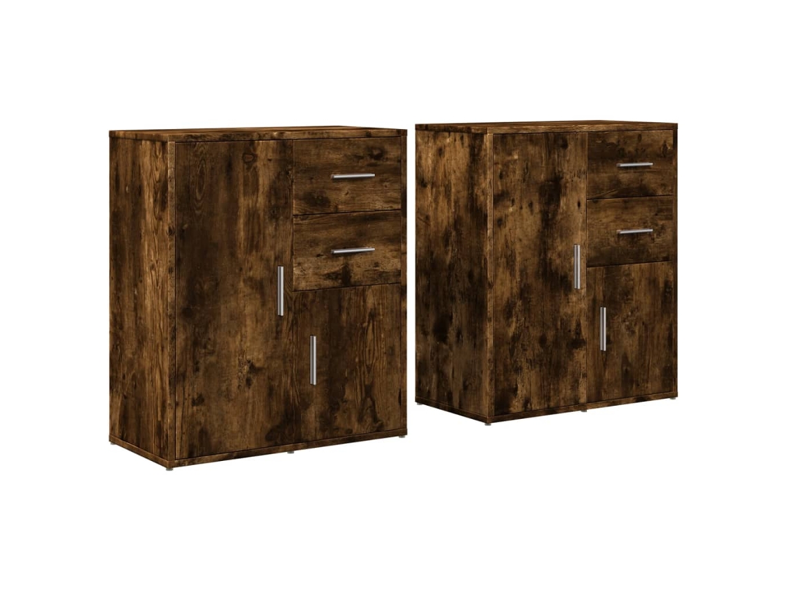 Aparador Conjunto de 2 Piezas Derivados Madera Roble Ahumado MAISON EXCLUSIVE (60x31x70 cm)