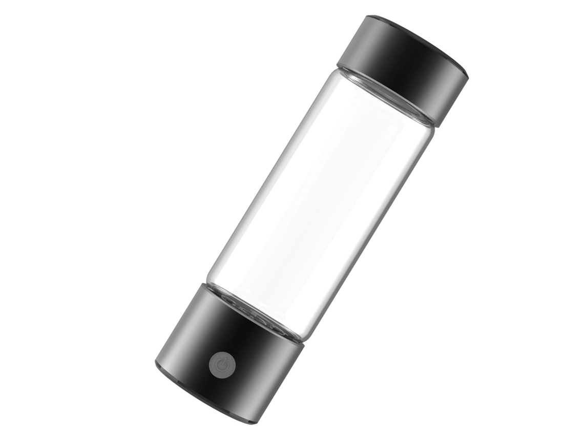 Botella de agua portátil de hidrógeno de 460 ml con USB, color negro.