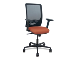 Silla De Oficina Zulema Con Mecanismo Sincro Tapizada Con Tela Color Marrón Y Malla Color Negro