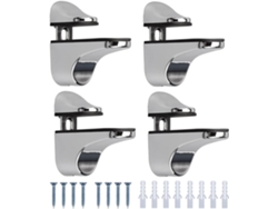 4 soportes ajustables para estantes de vidrio, de aleación de zinc brillante, para baño, para vidrio y madera de 3 x 20 mm.