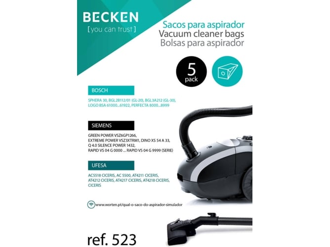 Bolsa de aspirador BECKEN REFª523 (5 unidades)