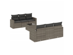 Maison Exclusive - Set De Sofás De Jardín 7 Piezas Con Cojines Ratán Pe Gris