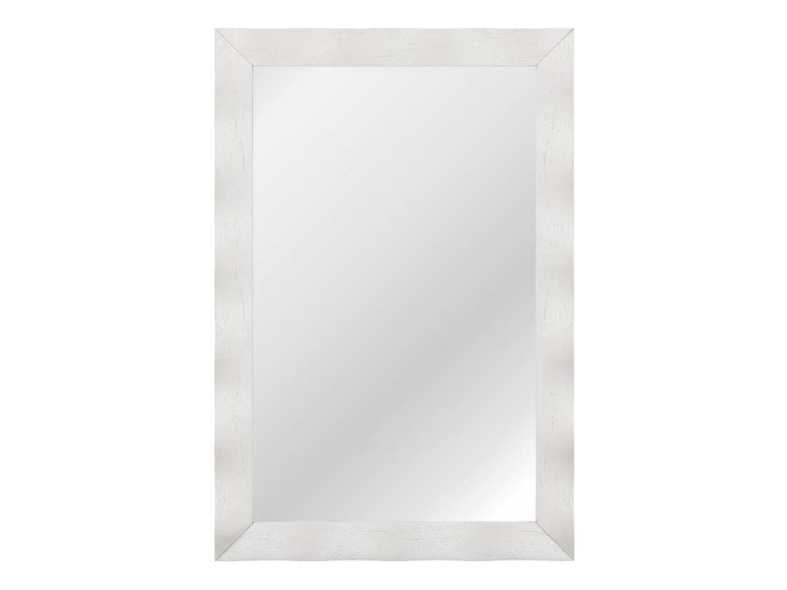 Espejo de pared rústico para baño con marco de madera de caucho, 106 x 71,5 cm, blanco NORTHIX