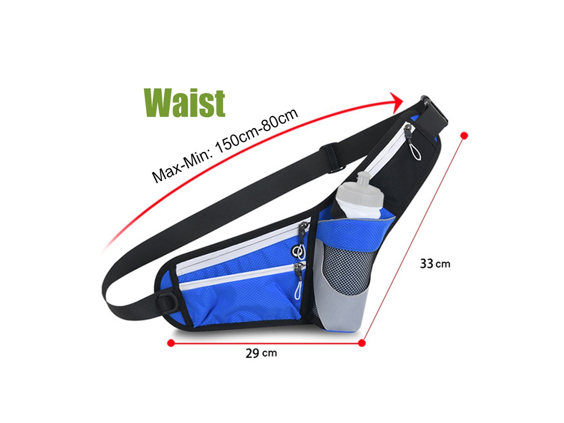 Riñonera Reflectante Impermeable Ajustable Con Portabotellas Para Deportes, Correr Y Fitness.