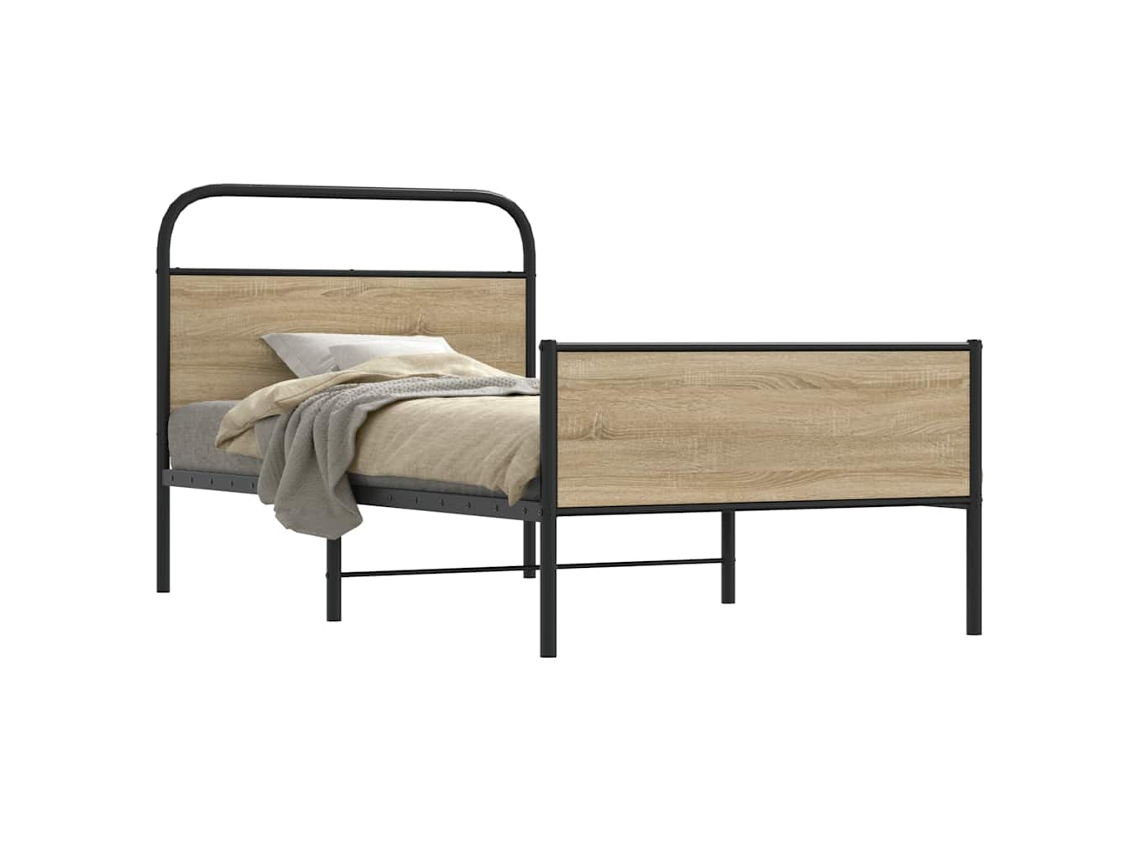 Estructura De Cama Sin Colchón 100x190 Cm Madera Roble Sonoma