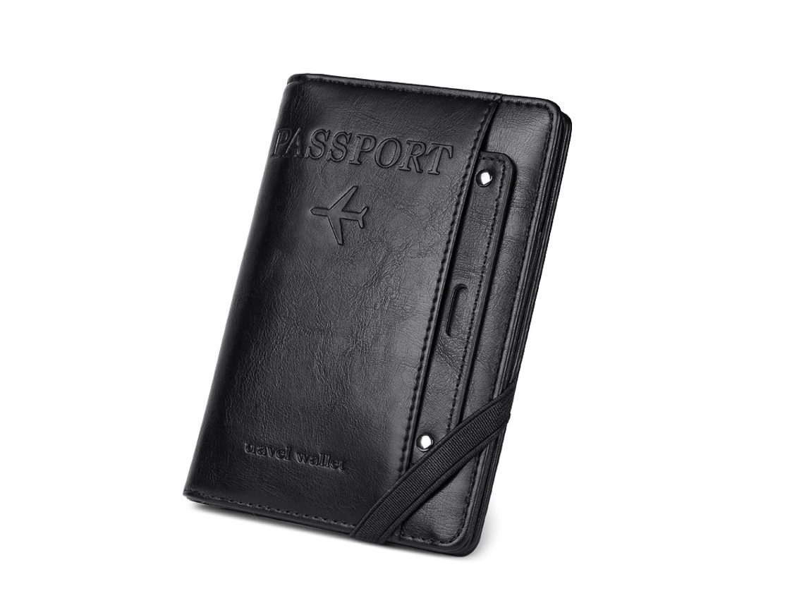 Cartera de viaje multifuncional para documentos, protección RFID, gran capacidad, color negro, Hexinyigjly