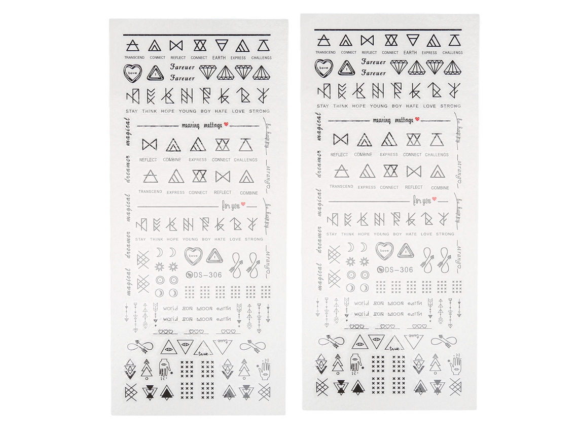 KKML-2 Piezas de pegatinas para uñas con letras en tiras transferibles con agua para decoración DIY