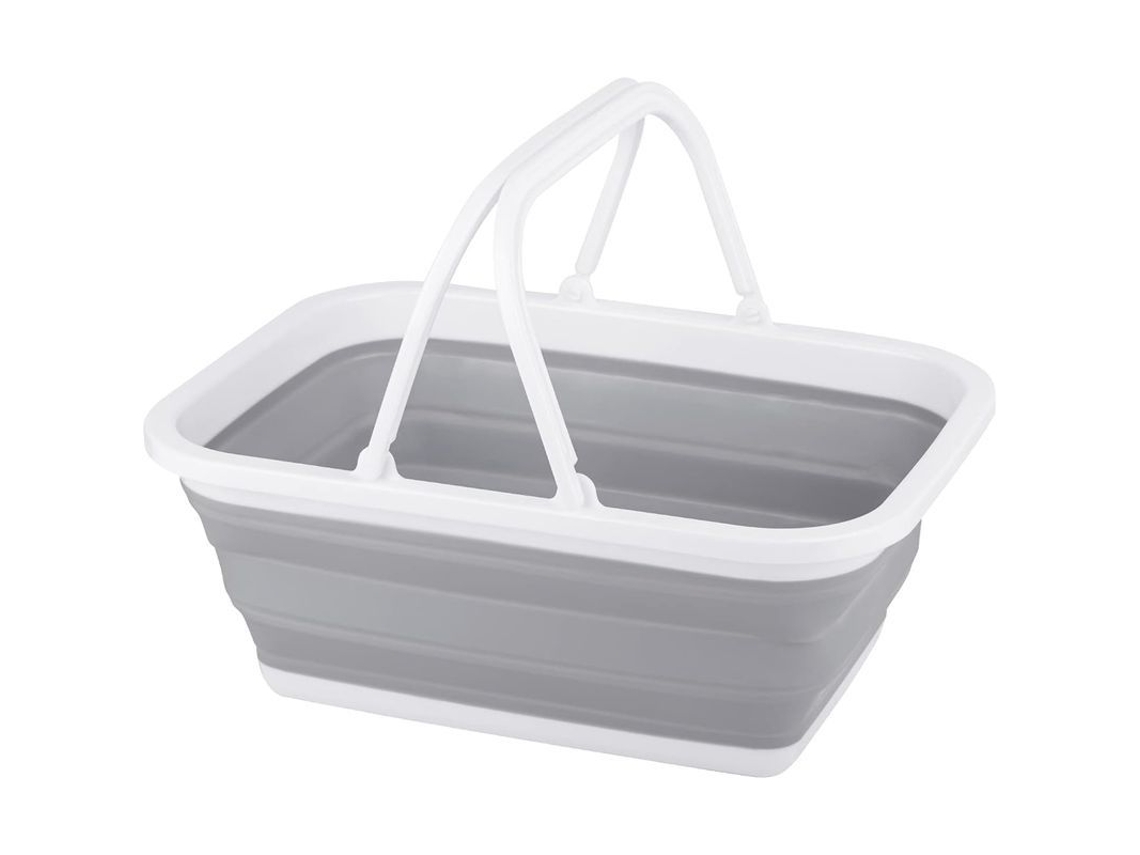 Fregadero plegable Rebe de 8,5 litros para lavar platos, acampar, hacer senderismo y uso doméstico, con asa y base estable.