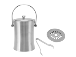 Cubitera De Acero Inoxidable De Doble Pared Con Tapa Y Asa Para Bar, Vino Y Bebidas, 1 Litro.