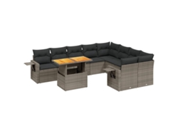 Maison Exclusive - Set De Sofás De Jardín 10 Pzas Con Cojines Ratán Sintético Gris