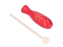 Instrumento de percusión portátil de madera con forma de pez de Mali para niños pequeños - Rojo