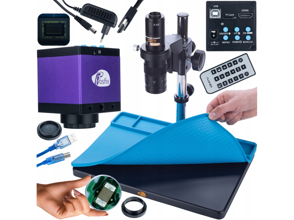 Microscopio digital Earth Pro Mcep-0.5x de alta resolución | Zoom de 7-45x | Incluye cámara Tucana Pro y tapete de silicona