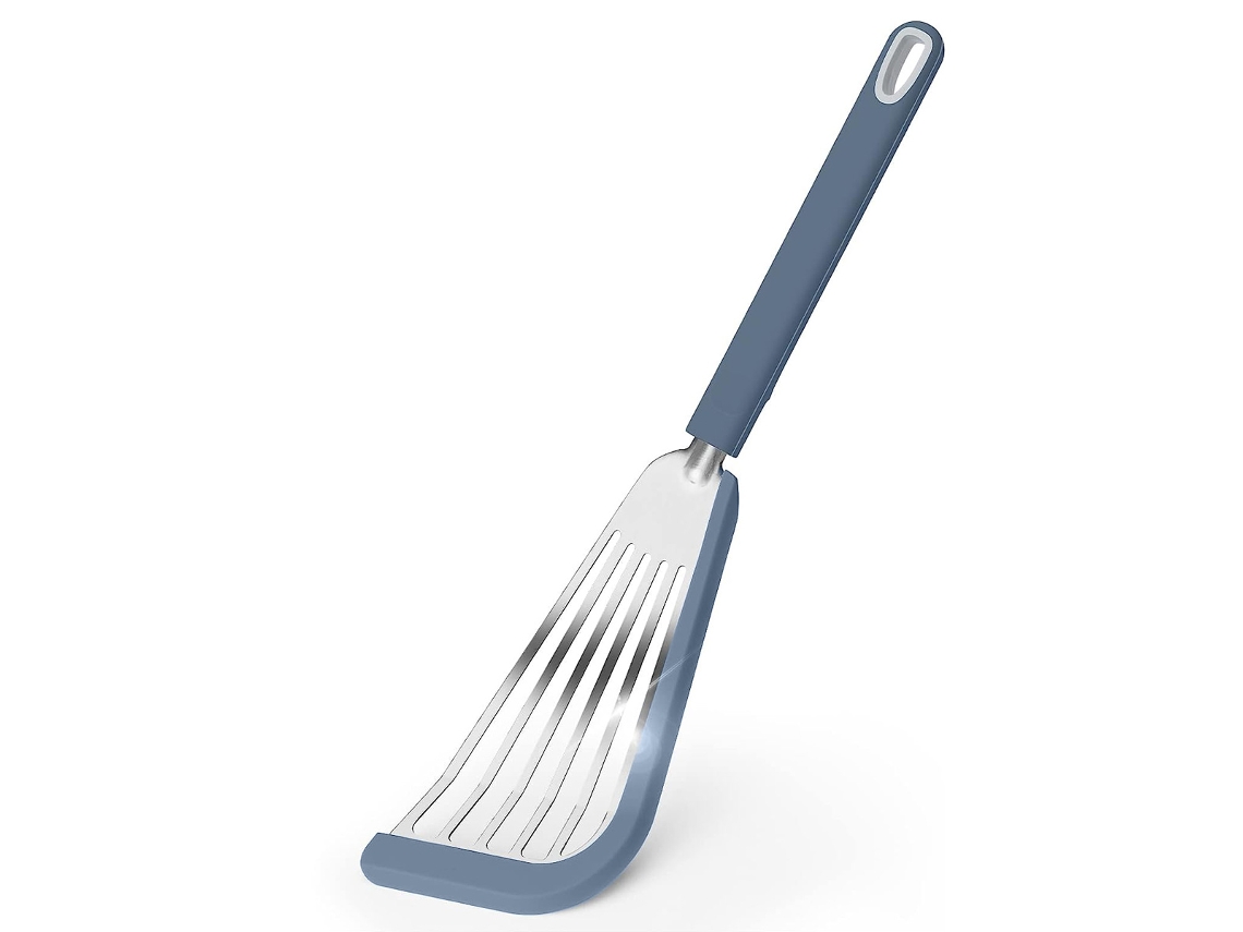 Descamador de pescado de silicona, utensilio de cocina ranurado, ideal para sartenes antiadherentes, perfecto para freír pescado, huevos y panqueques (azul)