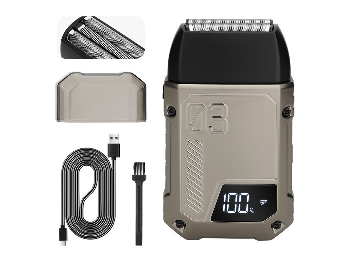 Afeitadora eléctrica de cuchillas recíprocas para hombre, 3 velocidades, 3 cuchillas (gris) Czhhmart