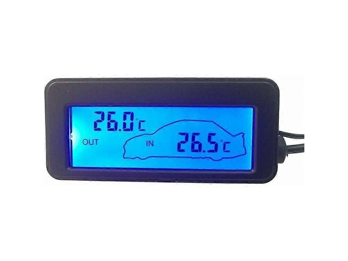 Termómetro digital para interior y exterior de coche de 12 V con pantalla LCD retroiluminada, modelo mini GOKOCO