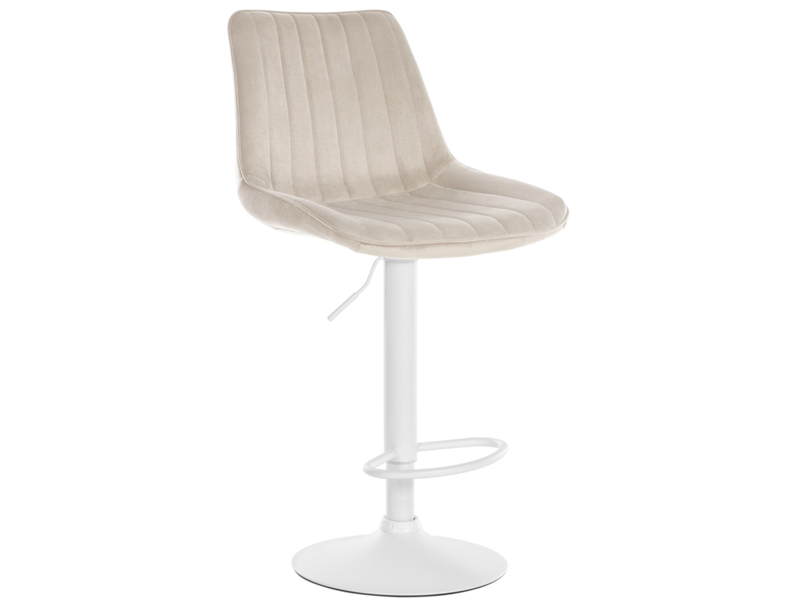 Taburete de bar Toni de terciopelo crema/blanco CLP