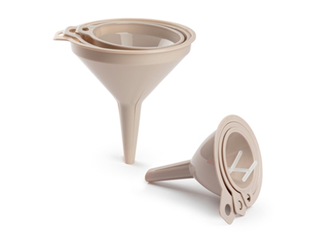 Lote de 6 Embudos de Plástico Encajables. Beige PLASTIC FORTE