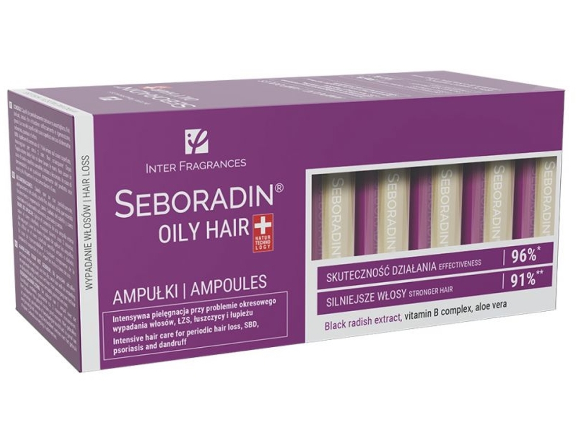 Seboradin Cabello Graso, Sérum para Cabello con Tendencia a la Grasa, Ampollas Fortalecedoras, 14 x 5,5 ml (Inter Fragrances)