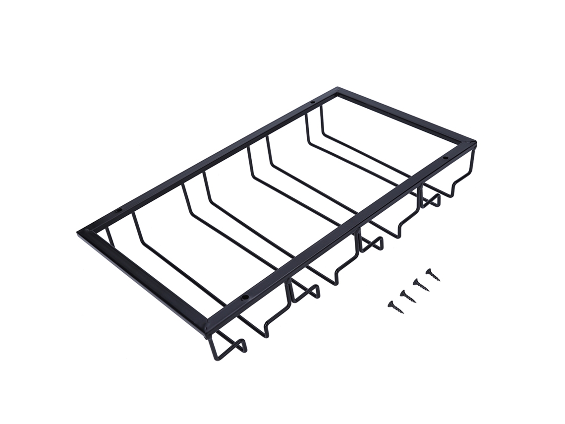 Especiero de pared de metal negro, juego de 4 piezas, aproximadamente 29 × 8 × 6 cm Truyuety