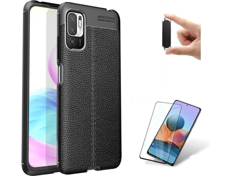 Kit Funda, Protector y Soporte Xiaomi Redmi Note 10 5G Rugged Leather Negro