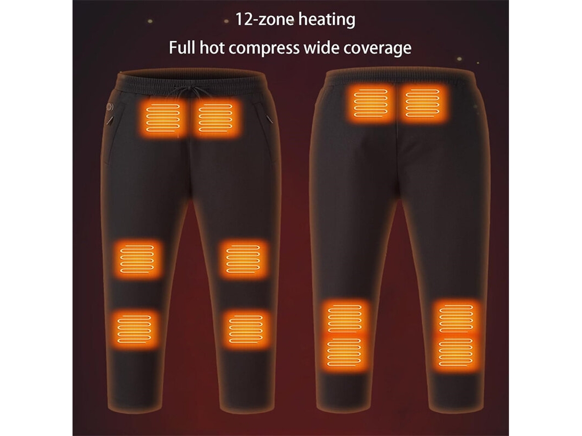 2xl Tengoo Hp-12 Calça Aquecida 12 Zonas Aquecimento 3 Ajustes Temperatura Casual Acolchoada Quente Inverno Eletricidade