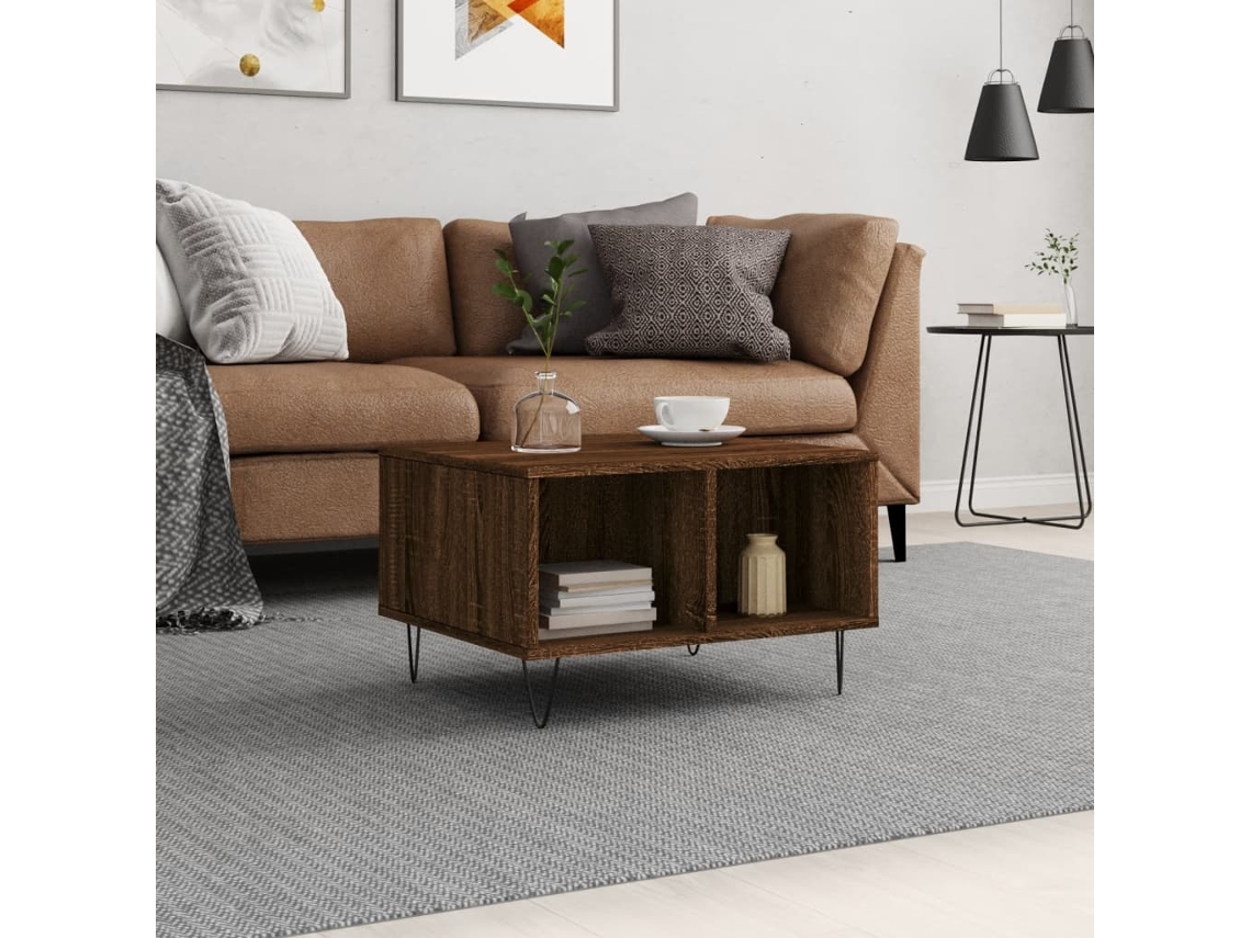 Mesa de centro HARLANV1 con cristal templado negro (60x60x35 cm)
