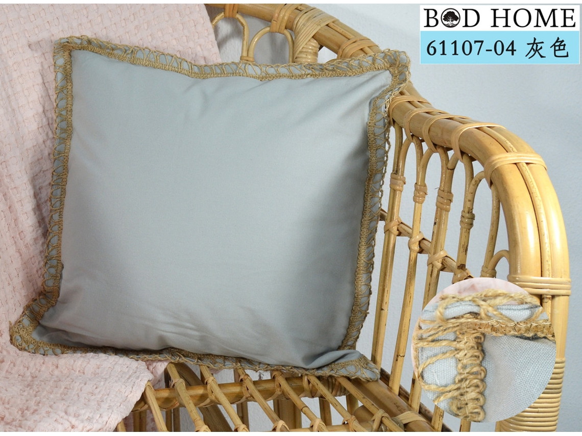 Almofada Com Rebordo Liso Cinzento 45*45cm BOD HOME