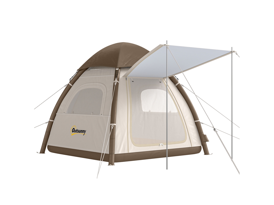 Tienda de campaña hinchable para 3 personas, montaje rápido, bomba de aire, ventanas de malla, techo desmontable.
